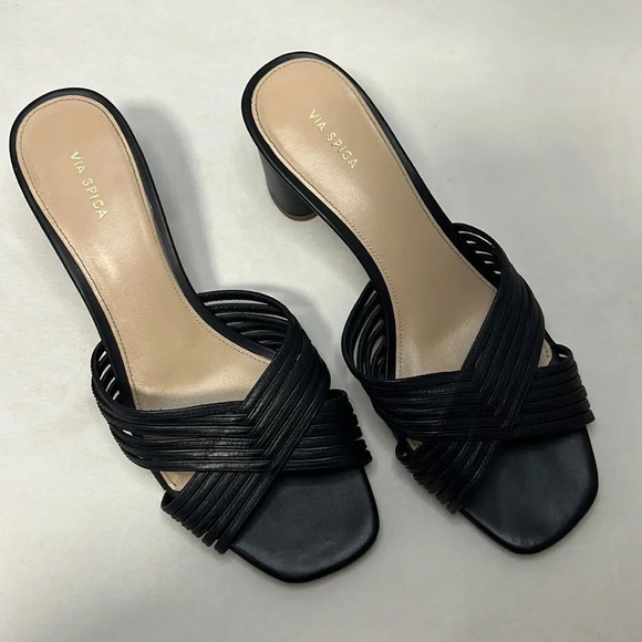 VIA SPIGA Women's V Rafaela Slides Sandal, Black, 9 - Picture 2 of 9